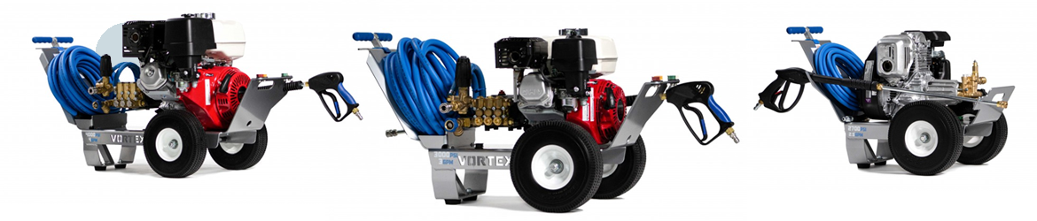 3 Vortexx cart-mounted pressure washers