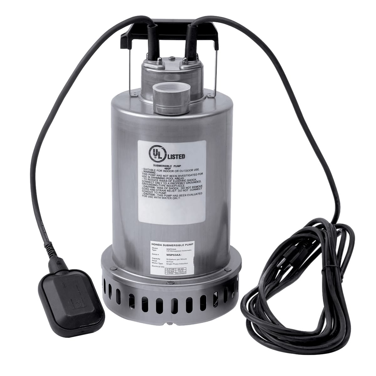 Honda WSP53 1/2 HP 115V 70 GPM Submersible Pump